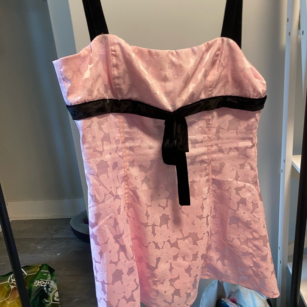 Lucy in the Sky Pink and Black Babydoll Mini Dress